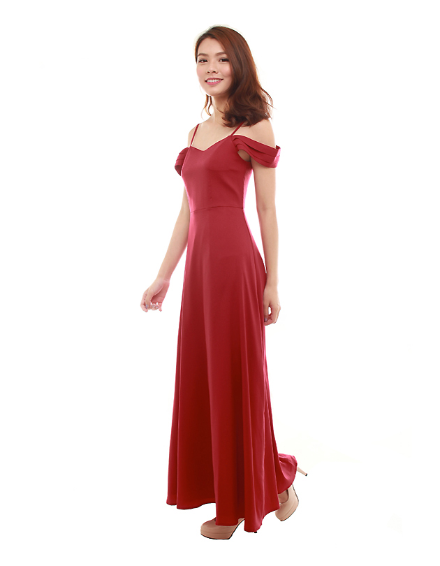 Ophelia Maxi Dress in Dark Red